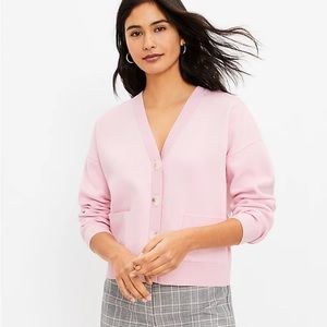 Soft V-Neck Pink Button Cardigan Sweater
